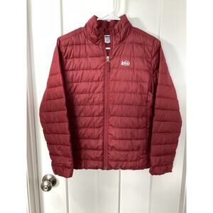 REI Co-Op‎ Kids Full Zip Quilted Down Puffer Jacket Burgundy Size Large 14-16